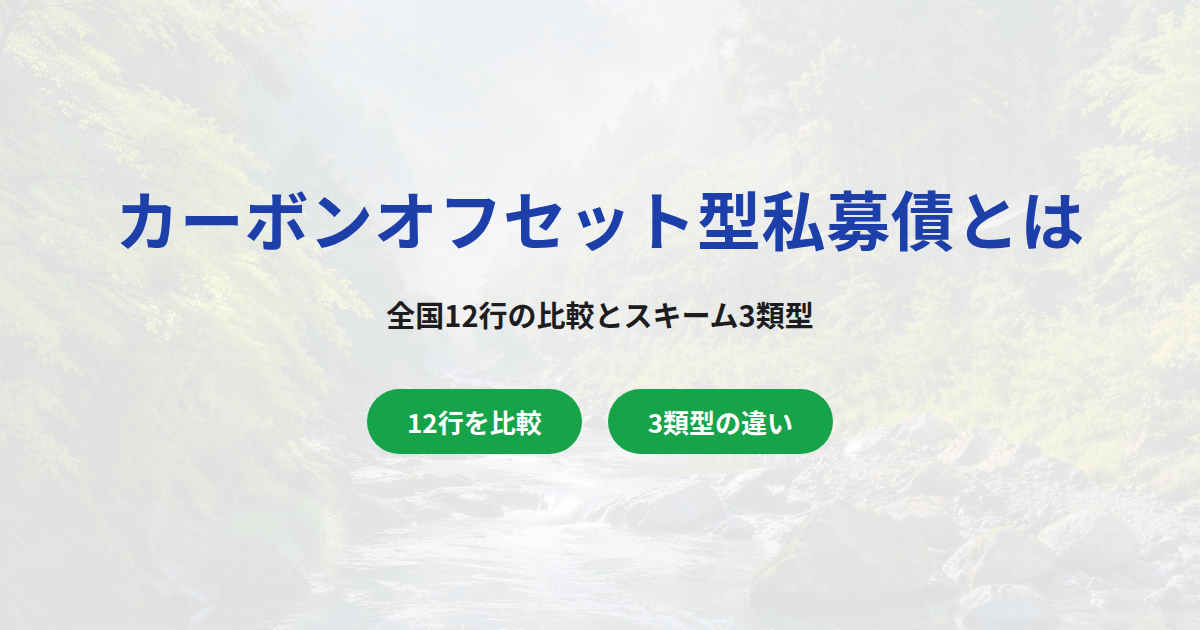 カーボンオフセット型私募債とは？全国12行の比較と3類型・設計手順