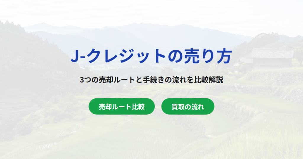 J-クレジットの売り方3つを比較｜売却ルートと手続きの流れを解説